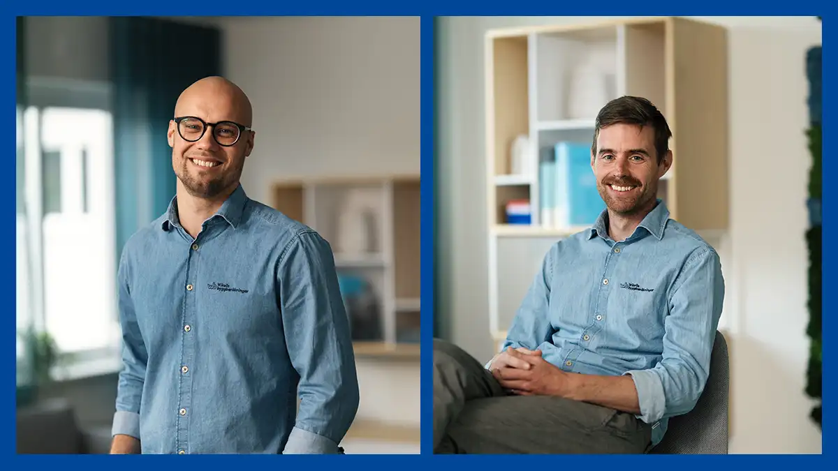 Porträtt av två medarbetare på Wikells.